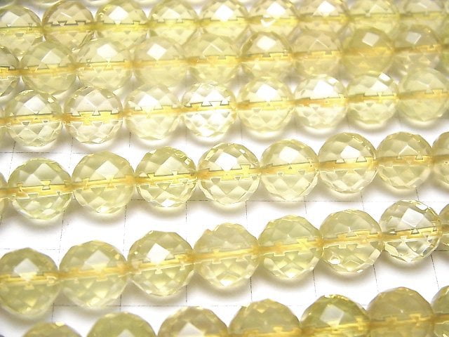 [Video]Lemon Quartz AAA 64Faceted Round 10mm 1/4-1strand beads (aprx.15inch/37cm)