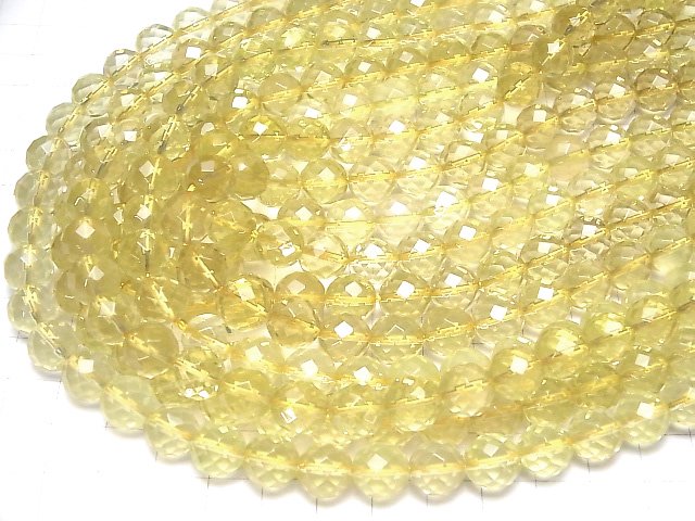 [Video]Lemon Quartz AAA 64Faceted Round 10mm 1/4-1strand beads (aprx.15inch/37cm)