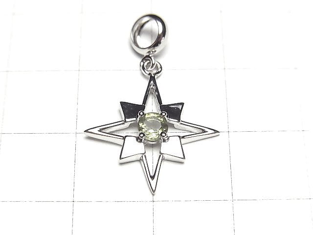 High Quality Moldavite AAA Star Pendant 18x18mm Silver925