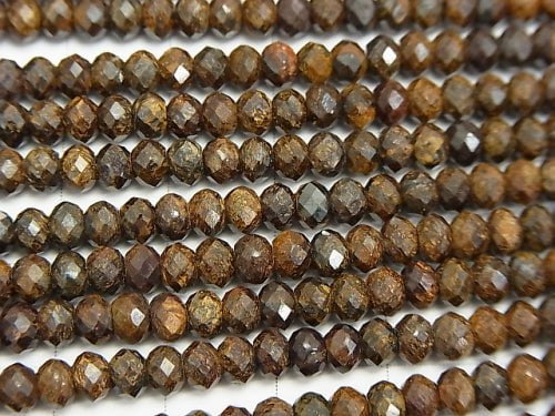 High Quality!  1strand $9.79! Bronzite  Faceted Button Roundel 4x4x3mm 1strand beads (aprx.15inch/37cm)