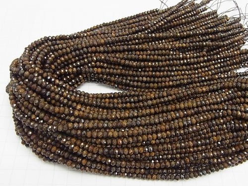 High Quality!  1strand $9.79! Bronzite  Faceted Button Roundel 4x4x3mm 1strand beads (aprx.15inch/37cm)