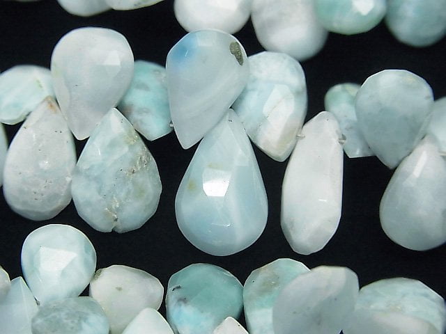 Faceted Briolette, Larimar, Pear Shape Gemstone Beads