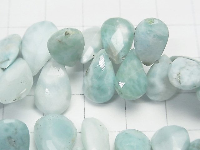 [Video] Larimar Pectolite AA Pear shape  Faceted Briolette  half or 1strand beads (aprx.7inch/18cm)