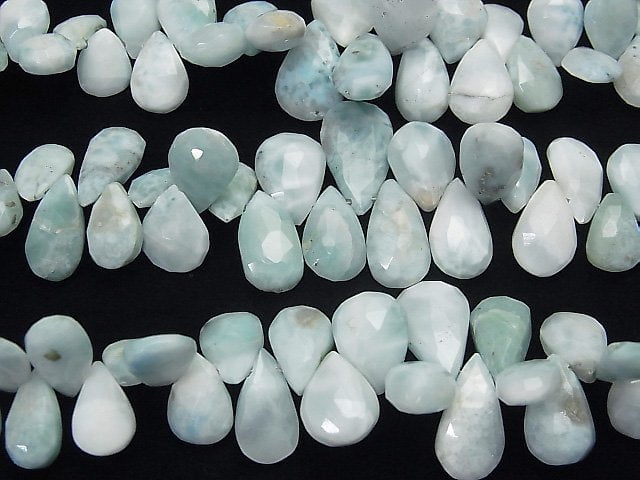 [Video] Larimar Pectolite AA Pear shape  Faceted Briolette  half or 1strand beads (aprx.7inch/18cm)