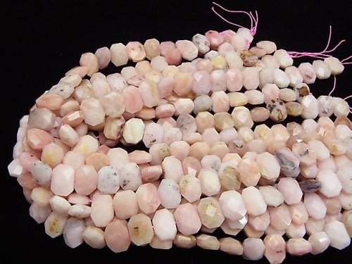 Pink Opal AA Flat Faceted Nugget 16 x 12 x 6 mm half or 1 strand beads (aprx.15 inch / 38 cm)