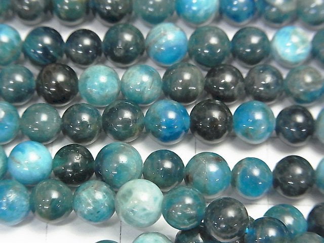 [Video]Madagascar Blue Apatite AA - Round 6 mm half or 1 strand beads (aprx. 15 inch / 38 cm)