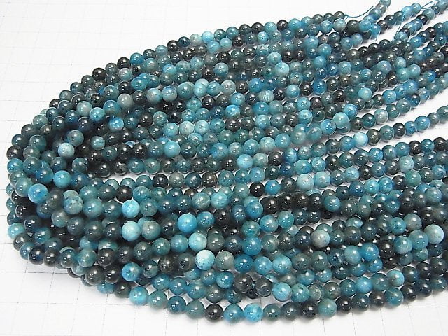 [Video]Madagascar Blue Apatite AA - Round 6 mm half or 1 strand beads (aprx. 15 inch / 38 cm)