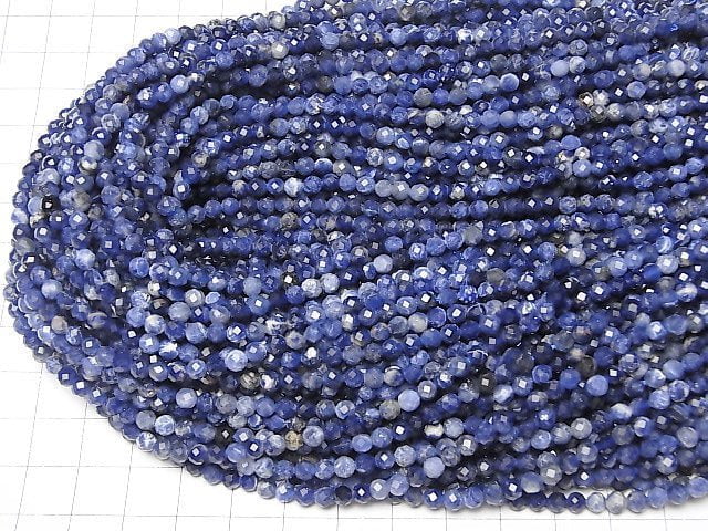 [Video] 1strand $8.79! High Quality!  Sodalite AA++ Faceted Round 4mm  1strand beads (aprx.15inch/37cm)