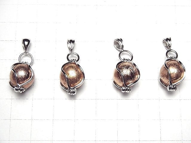 [Video] Meteorite (Muonionalusta) Pink gold color with 12 mm ball Pendant Silver 925