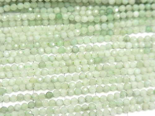 High Quality! Burma Jadeite AA + Faceted Round 2mm 1strand beads (aprx.15inch / 38cm)