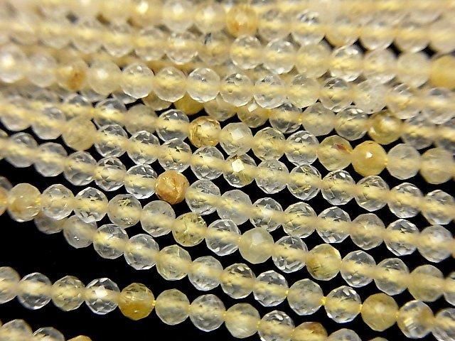 [Video] High Quality! Rutilated Quartz AA++ Faceted Round 2mm 1strand beads (aprx.15inch/38cm)
