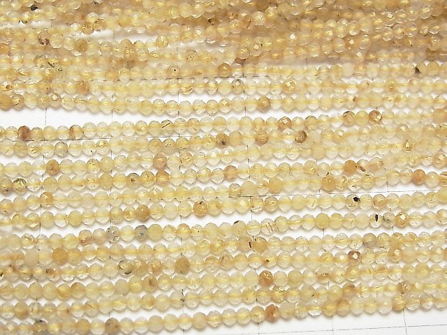 [Video] High Quality!  1strand $12.99! Rutilated Quartz AAA- Faceted Round 2mm  1strand beads (aprx.15inch/37cm)