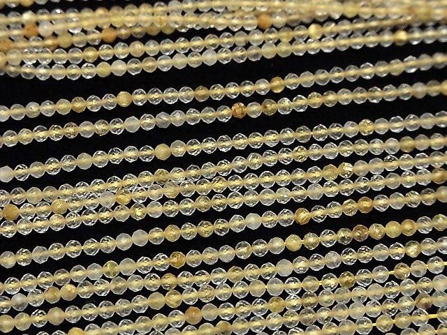 [Video] High Quality! Rutilated Quartz AA++ Faceted Round 2mm 1strand beads (aprx.15inch/38cm)