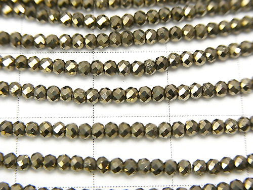 High Quality!   Pyrite AAA Faceted Button Roundel 2x2x1.5mm 1strand beads (aprx.15inch/37cm)