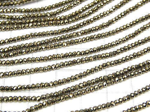 High Quality!   Pyrite AAA Faceted Button Roundel 2x2x1.5mm 1strand beads (aprx.15inch/37cm)