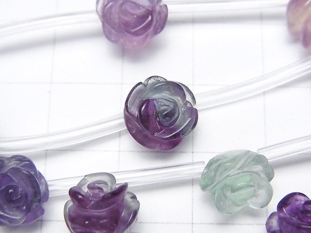 [Video] Multicolor Fluorite AAA Rose 10mm half or 1strand beads (aprx.12inch/30cm)