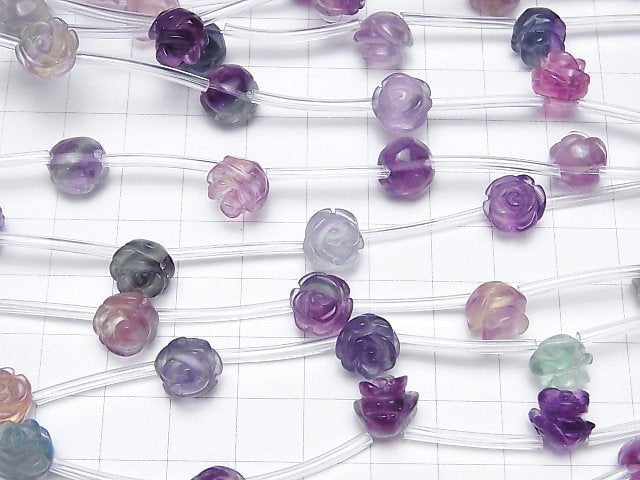 [Video] Multicolor Fluorite AAA Rose 10mm half or 1strand beads (aprx.12inch/30cm)