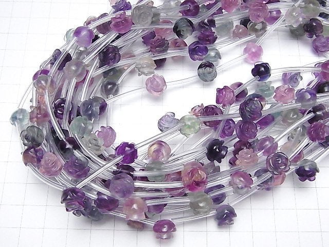 [Video] Multicolor Fluorite AAA Rose 10mm half or 1strand beads (aprx.12inch/30cm)