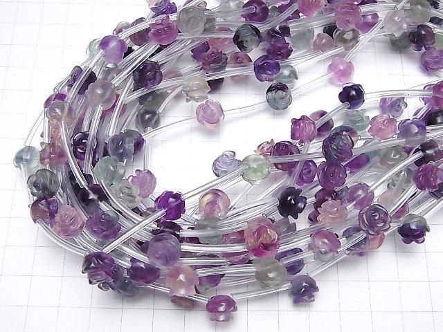[Video] Multicolor Fluorite AA++ Rose 10mm half or 1strand beads (aprx.12inch/30cm)