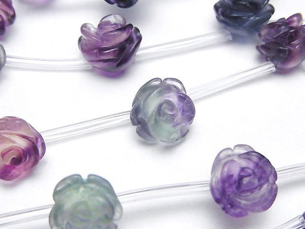 [Video] Multicolor Fluorite AAA Rose 12mm half or 1strand beads (aprx.12inch/30cm)