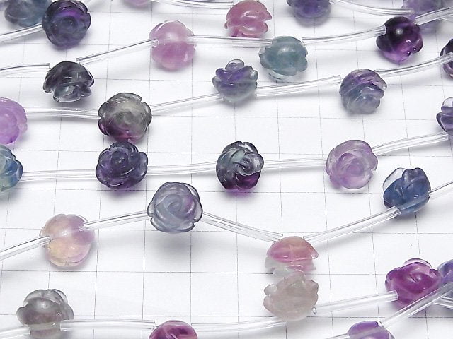 [Video] Multicolor Fluorite AAA Rose 12mm half or 1strand beads (aprx.12inch/30cm)