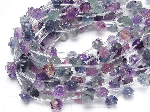 [Video] Multicolor Fluorite AAA Rose 12mm half or 1strand beads (aprx.12inch/30cm)