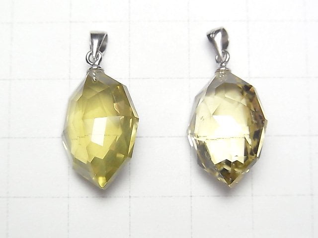 [Video]High Quality Lemon Quartz AAA Multiple Facets Faceted Pendant Silver925 NO.2