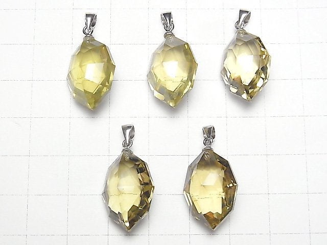 [Video]High Quality Lemon Quartz AAA Multiple Facets Faceted Pendant Silver925 NO.2