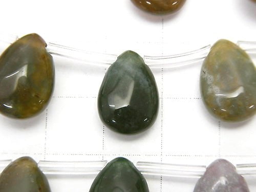 [Video] Indian Agate Pear shape (Smooth) 14x10x6mm 1strand beads (aprx.15inch / 37cm)