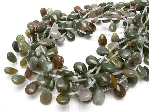 [Video] Indian Agate Pear shape (Smooth) 14x10x6mm 1strand beads (aprx.15inch / 37cm)