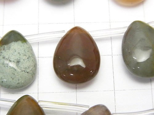 [Video] Indian Agate Pear shape (Smooth) 16x12x6mm 1strand beads (aprx.14inch / 35cm)