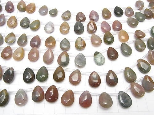 [Video] Indian Agate Pear shape (Smooth) 16x12x6mm 1strand beads (aprx.14inch / 35cm)