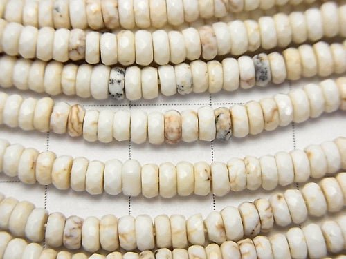 [Video] Magnesite  Faceted Button Rondelle 4x4x2mm 1strand beads (aprx.15inch/38cm)