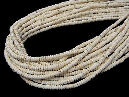[Video] Magnesite  Faceted Button Rondelle 4x4x2mm 1strand beads (aprx.15inch/38cm)