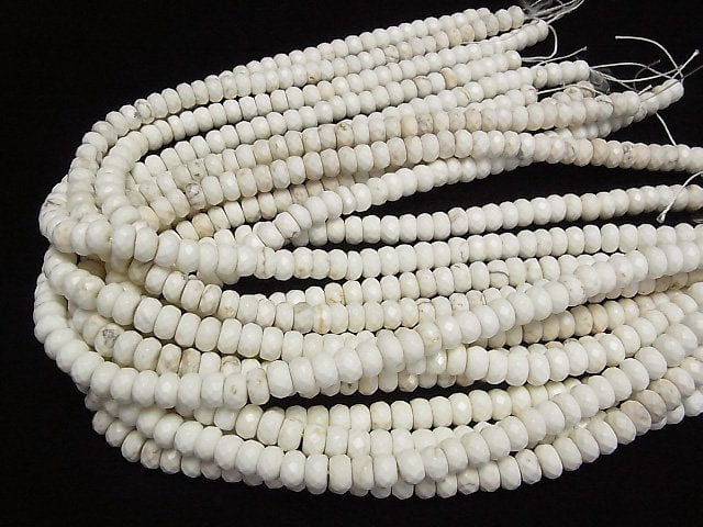 1strand $6.79! Magnesite  Faceted Button Roundel 8x8x5mm 1strand beads (aprx.15inch/38cm)