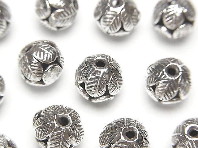 Karen Silver Flower Motif Bead 9x9x8mm 1pc
