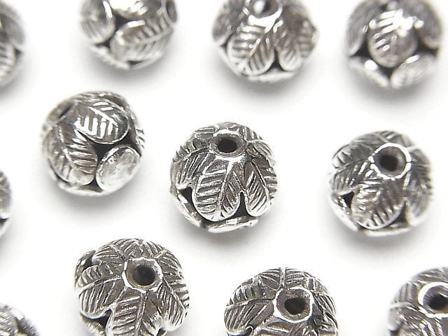 Karen Silver Flower Motif Beads 9x9x8mm 1pc