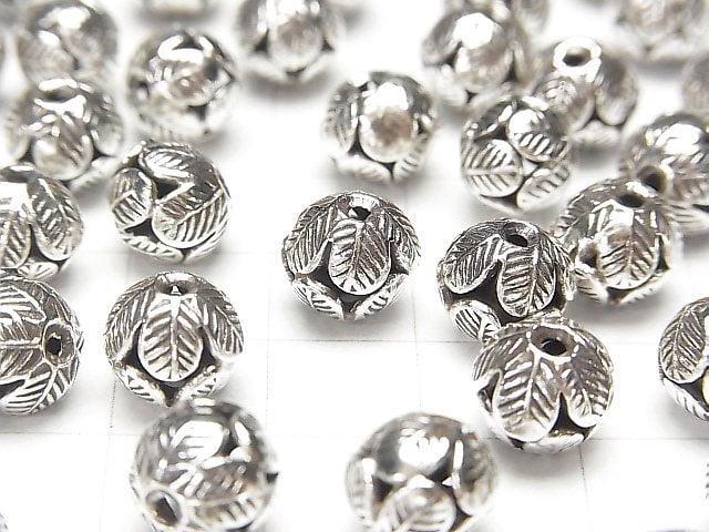 Karen Silver Flower Motif Beads 9x9x8mm 1pc