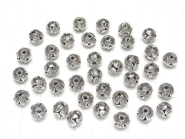 Karen Silver Flower Motif Bead 9x9x8mm 1pc