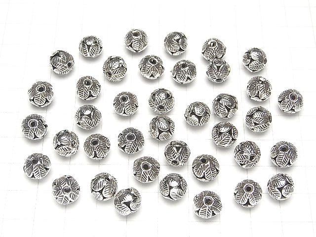 Karen Silver Flower Motif Beads 9x9x8mm 1pc