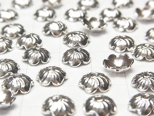 Karen Silver Bead cap 9x9x3mm 2pcs