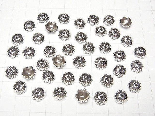 Karen Silver Bead Caps 9x9x3mm 2pcs