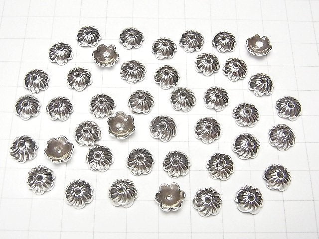 Karen Silver Bead cap 9x9x3mm 2pcs