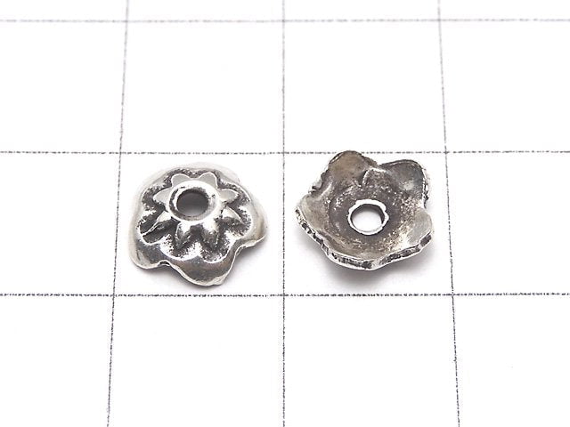 Karen Hill Tribe Silver Bead cap 8 x 8 x 3 mm 2 pcs $2.19!