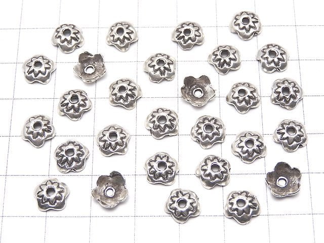 Karen Hill Tribe Silver Bead cap 8 x 8 x 3 mm 2 pcs $2.19!