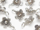 Karen Silver Flower Charm 15x11x4mm 1pc