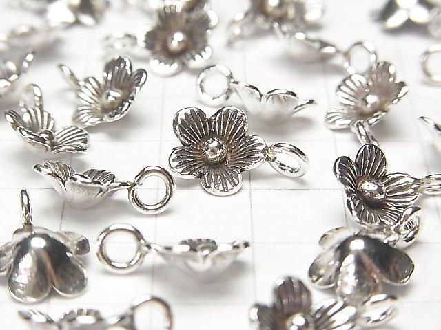 Karen Silver Flower Charm 15x11x4mm 1pc