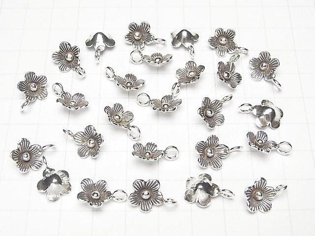 Karen Silver Flower Charm 15x11x4mm 1pc
