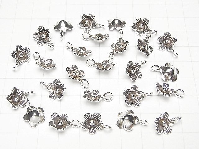 Karen Silver Flower Charm 15x11x4mm 1pc