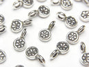 Karen Silver Flower Pattern Coin Charm 10x5x2mm 2pcs